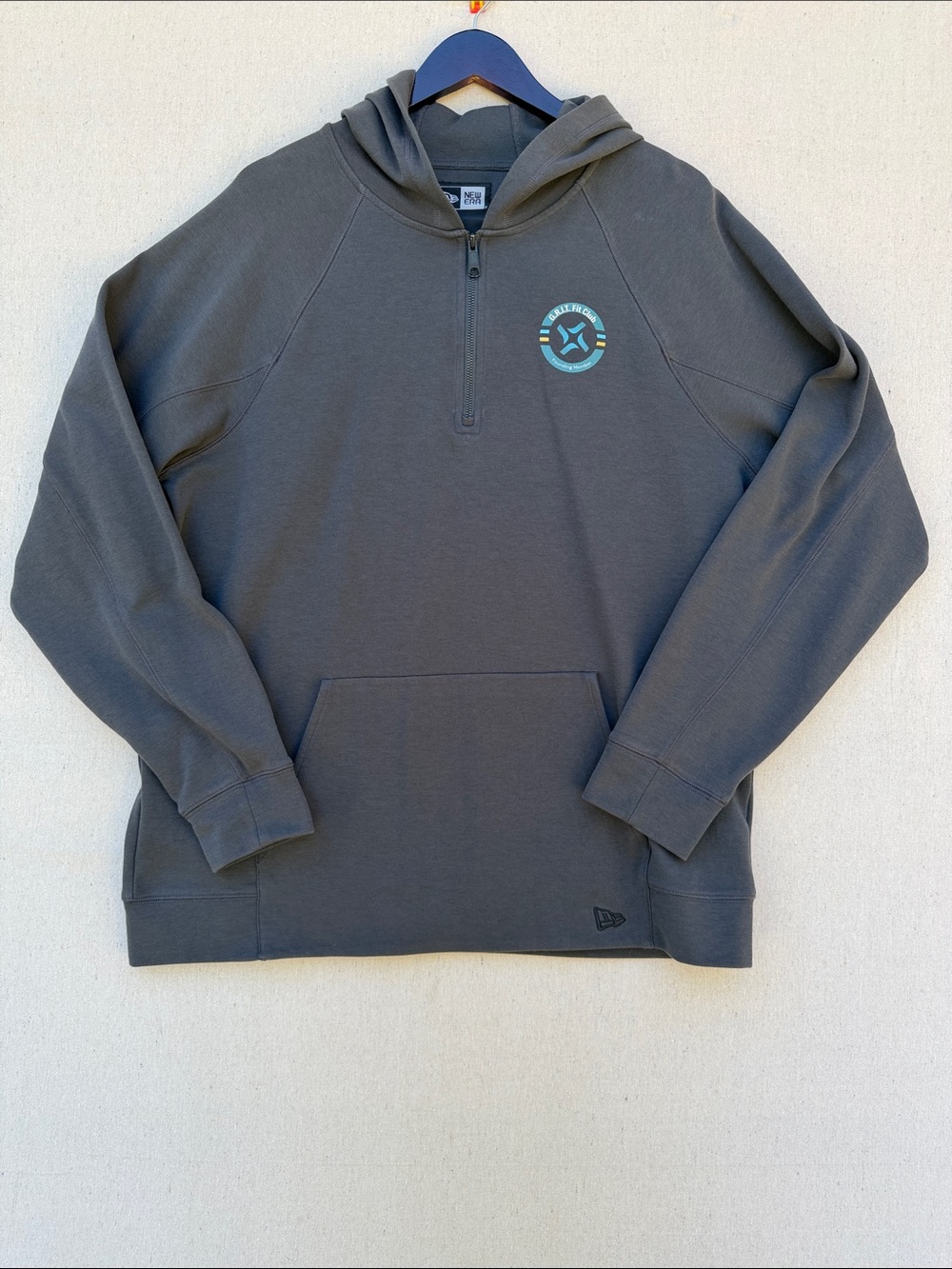 New Era Men's Charcoal Gray Half-Zip Hoodie Sweater